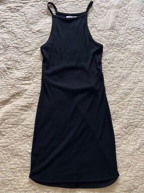 Hollister Black Ribbed Halter Mini Dress